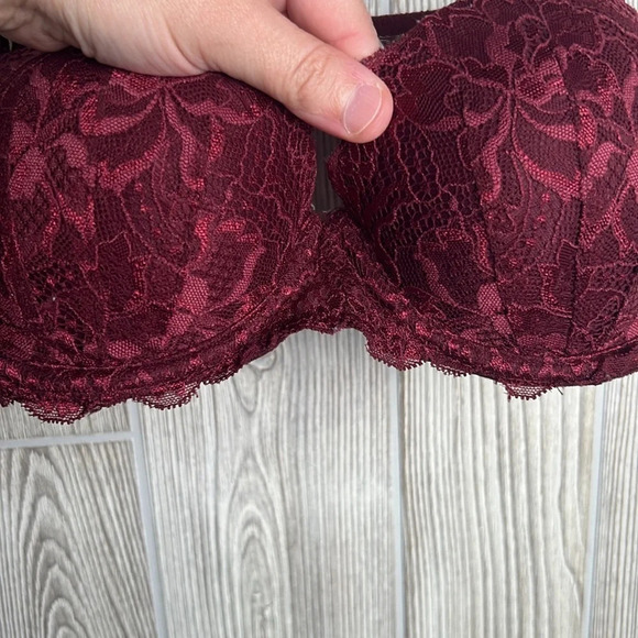 Woman’s Pink by Victoria’s Secret push-up bra maroon lace 34C - Picture 3 of 5